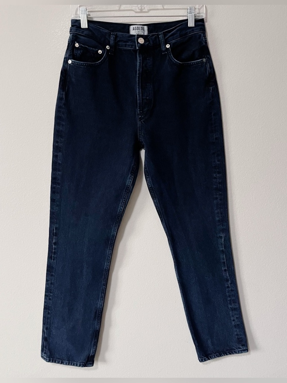 AGOLDE Remy High Rise Straight Jeans Dark Navy Blue Size 27 Button Fly